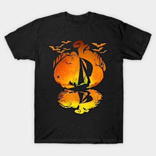 Sailboat Silhouette Pumpkin Halloween Sailing Costume T-Shirt